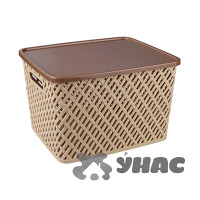 Корзина "Плетенка" 350*290*225 с крышкой Бежевый БШ3552