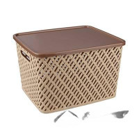 Корзина "Плетенка" 350*290*225 с крышкой Бежевый БШ3552