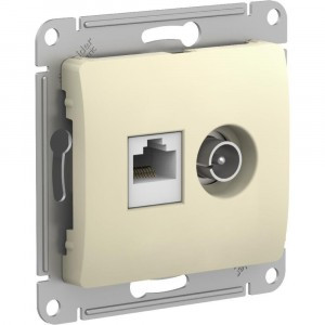 Systeme Electric GLOSSA мех.роз. СУ 1 мест. конн. TV+комп. беж.(RG6+RJ45) GSL000289(+)(5!)