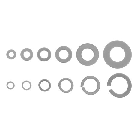 Набор шайб и гроверов, D шайб: 3, 4, 5, 6, 8, 10 мм D гроверов: 3, 4, 5, 6, 8, 10 мм, 350 предметов Сибртех