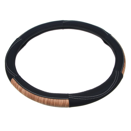 ЕРМАК Оплетка руля, вставка светлое дерево, черный (М), полиуретан(PU)