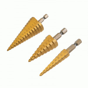 KRANZ Набор ступенчатых сверл 4-12,4-20,4-32мм, HSS-TiN, ТИТАН, уп. 3 шт. цена/уп KR-12-6620