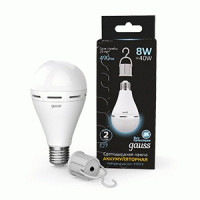 Gauss лампа св/д авар. св/к ЛОН A60 E27 8W(490Lm) 4100K 4K аккум. 3ч 102402208