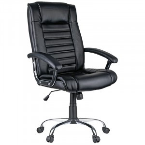 Кресло руководителя Helmi HL-E04 "Split", экокожа черная, хром, механизм качания Арт.274824