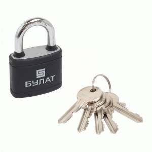 Замок навесной БУЛАТ ВС 364 ПЛ чугунный в пластике 5кл. d=6,3мм (72,6)