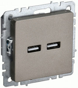 IEK BRITE мех. роз. СУ USB A+A 3,1А РЮ10-1-БрШ, шампань BR-U21-D31-K37