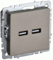 IEK BRITE мех. роз. СУ USB A+A 3,1А РЮ10-1-БрШ, шампань BR-U21-D31-K37