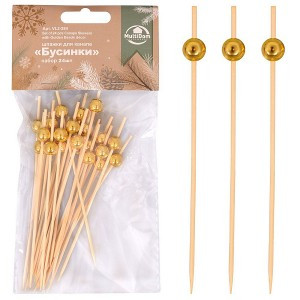 Шпажки для канапе "Бусинки" 12 см, н-р 24шт/уп, цена за уп (кратность 6!!!) VL2-284 Мультидом