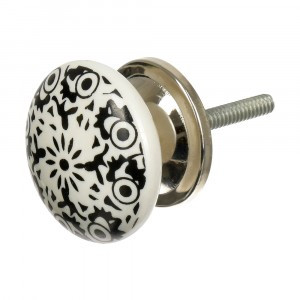 Ручка керамическая для мебели Узоры бел/черн (в кор 6 шт, цена за шт) BLUMEN HAUS