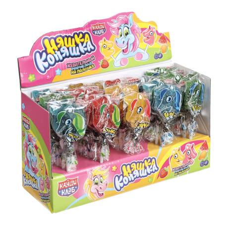 Жевательный мармелад на палочке "Няшка-Коняшка" со вкусом фруктов 13гр