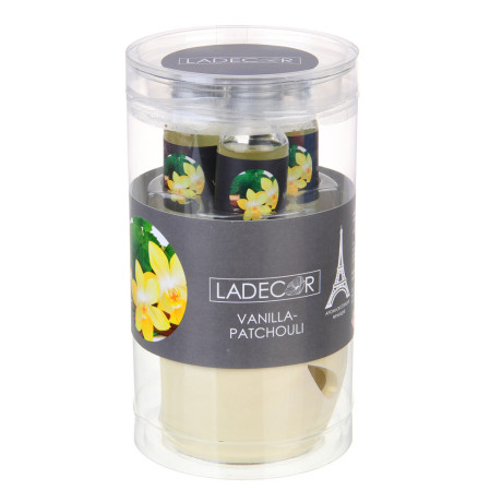 LADECOR Ароманабор лампа и масло, 3штx10мл, с ароматами красных ягод, ванили-пачули,жасмина, мускуса