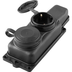 STEKKER ОДРИ колодка ОУ двойная 2гн. с загл. каучук 2P+E 1x16 220-240V черн. IP44 RST16-22-44 32738