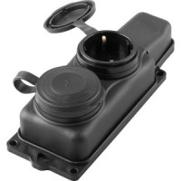 STEKKER ОДРИ колодка ОУ двойная 2гн. с загл. каучук 2P+E 1x16 220-240V черн. IP44 RST16-22-44 32738
