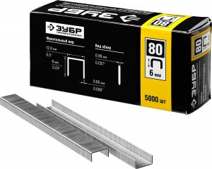 Скобы тип 80, 6 мм, особотвердые, ЗУБР "ПРОФЕССИОНАЛ" 31880-06, 5000 шт