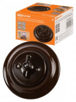 TDM Болонь Выкл СУ фарфор. поворот проходной с ручкой (бантик) 10А корич Ретро SQ1820-0416