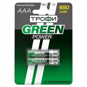 Э/п ТРОФИ GREEN POWER аккумулятор NI-MH HR03-2BL 650 mAh (20/240/17280)