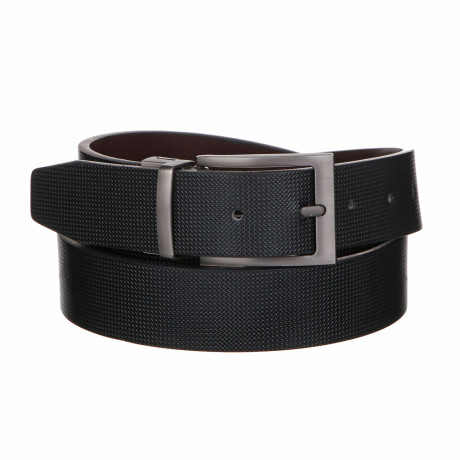 ЮL Ремень мужской двухсторонний, ПУ, металл, 120/130х3,3см, черный, РМ2023-3