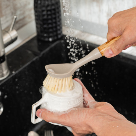Щетка для посуды круглая d 60х230 мм, бамбуковая рукоятка, Home Palisad