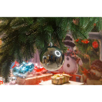 Шар Т175-1 4шт 10см (глянцевые) серебро (36)