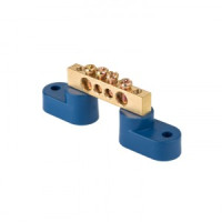 EKF Шина N "Ноль" (нул.) N 8х12мм 18 отверстий латунь 2 синих угловых изолятора PROxima sn0-125-18-2