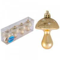 Набор елочных украшений &quot;Грибочки&quot; (4шт) цвет золотой Волшебная страна