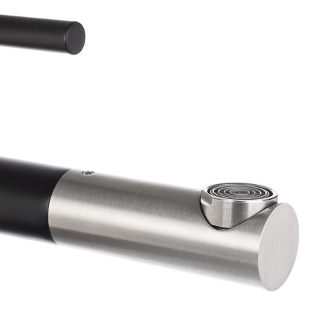 СоюзКран Смеситель для раковины, высокий поворотный, картридж 35мм, нерж. сталь, черный, SS02-M132