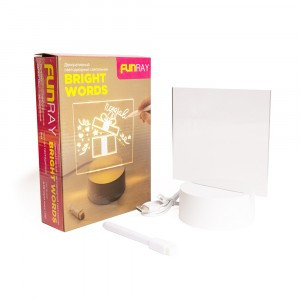 Св-к ночник с маркером "BRIGHT WORDS", наст., шнур USB, тепл.бел., 5LED, 140x95x160мм, 4,5V, Funray