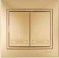 Lezard Мира выкл. СУ 2 кл. 10А (проходн.) металлик золото (корпус PC) 701-1313-106