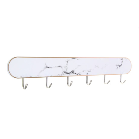VETTA Планка «Белый мрамор» самоклеящаяся с 6 крючками, пластик, металл