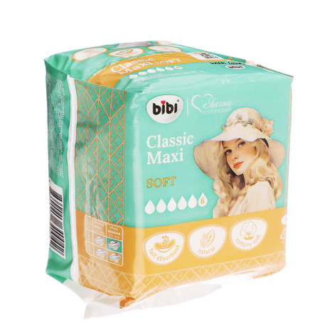 Прокладки гигиенические BiBi Night Dry/Classic Maxi Soft ночные, 6 капель, п/э, 7/8 шт