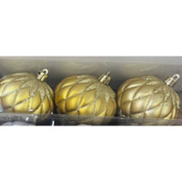 Шар 8BDC3-G20-2 3шт 8см "Фонарик" золото с блестками (128)