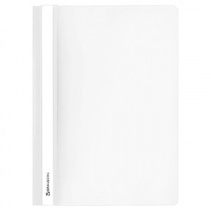 Скоросшиватель пластиковый BRAUBERG, А4, 130/180 мкм, белый, 228676