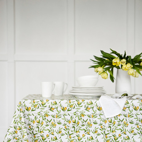 PROVANCE Лимонный курд Скатерть ПВХ 140х140см на текстильной основе, лимоны