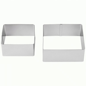 Форма д/выпечки нерж.сталь квадрат набор 2шт, 8*8/10*10см, h=4см TORTA 108348 Mallony