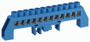 ЭРА шина N ноль ШНИ-8х12-12-Д-Синий 12 отв. в комб. изоляторе на DIN-рейку (10шт, цена за шт) 62972