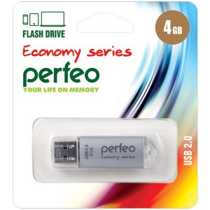Флэш-диск USB 4GB Perfeo E01 Silver economy series