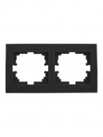 Lezard RAIN рамка СУ 2 мест. горизонт. с вст. цв. черный бархат+ хром 703-4225-147