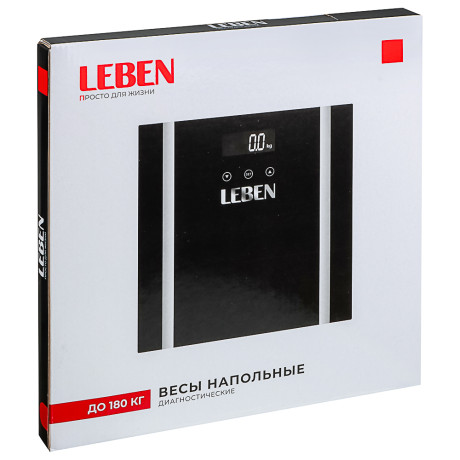 LEBEN Весы напольные диагностические, макс.нагр. до 180кг., 30х30х2,5см