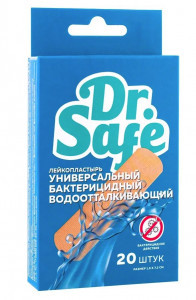Лейкопластырь №20 универс. бактериц ,размер 1.9x7.2 водоотталкивающ, 20 шт.в уп.(цена за уп) DR.SAFE