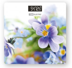 Весы напольные эл. TDM  "Фиалки", стекло, до 180кг, деление 0,01кг, 28*28см SQ4012-0003