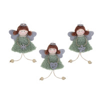 СНОУ БУМ Сувенир елочный Ангелочек 15 см, полиэстер, св-зел, 3 вида