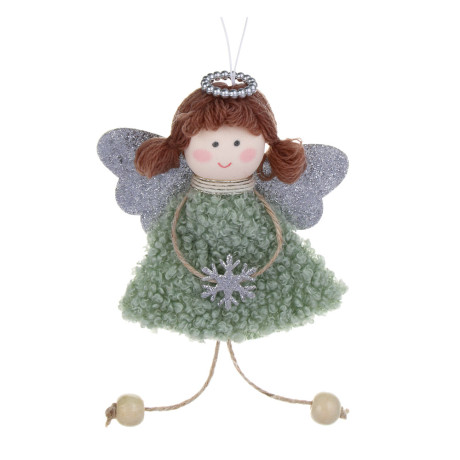 СНОУ БУМ Сувенир елочный Ангелочек 15 см, полиэстер, св-зел, 3 вида