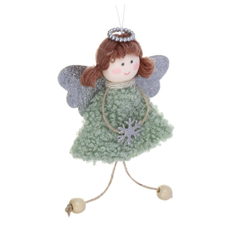СНОУ БУМ Сувенир елочный Ангелочек 15 см, полиэстер, св-зел, 3 вида