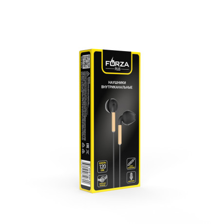 FORZA Наушники проводные вкладыши, гарнитура, с трапец. насадкой, пластик