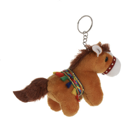 СНОУ БУМ Сувенир мягкий в виде лошадки в попоне 10x11x5 см, полиэстер, 3 дизайна