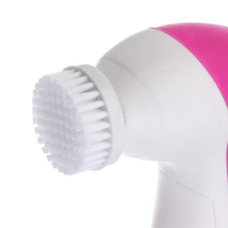 LEBEN Массажер для лица и тела, 2 скорости, набор насадок, 2xАА (не в компл.), розовый