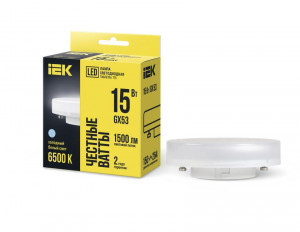 IEK лампа св/д GX53 15W(1500lm) 6500K 6K 75х24 матовая LLE-T80-15-230-65-GX53