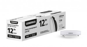 GENERICA лампа св/д GX53 12W(1200lm) 4000К 73x28 (10шт/уп, цена за уп) ПРОМО LL-T80-12-40-GX53-10-G