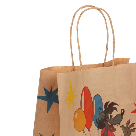 Пакет подарочный с кручеными ручками 24х14х30см, "Ну, погоди! С Днём Рождения", в ассортименте