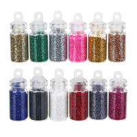 ЮНИLOOK Декор для дизайна ногтей в баночках &quot;Блёстки&quot;, 12шт, разноцветные